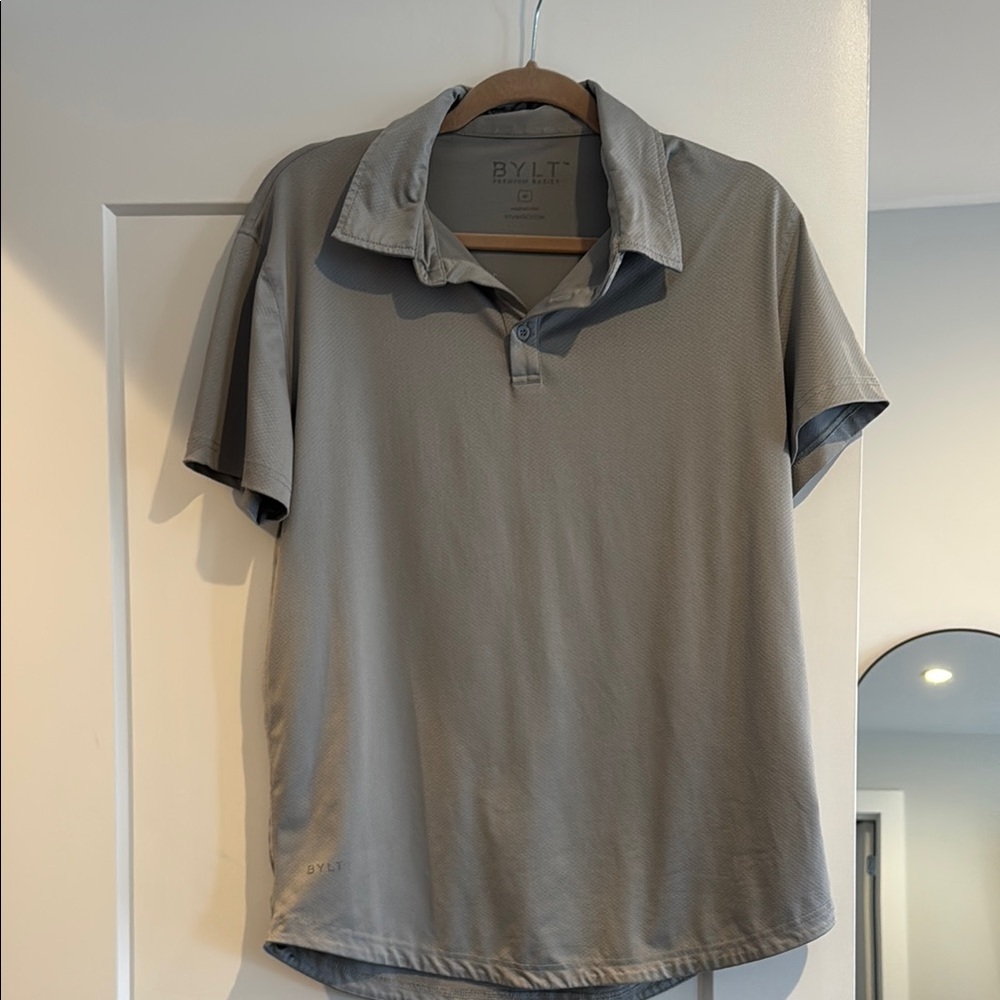 BYLT Basics Gray Polo Shirt with Short Sleeves